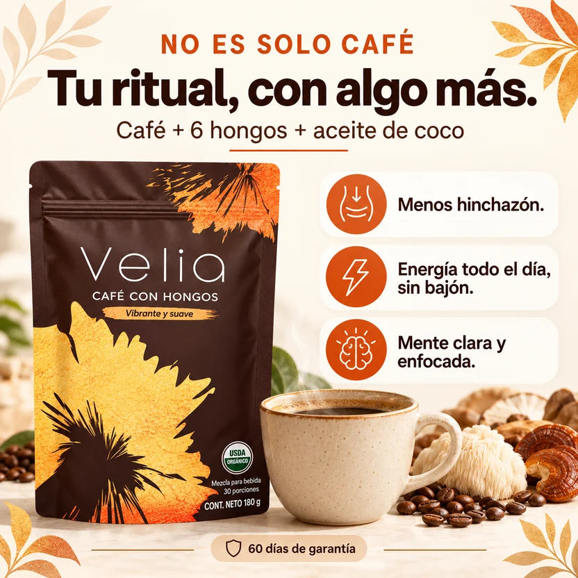 VeliaCafé con Hongos - Energía sin Bajón y Mente Clara Todo el Día